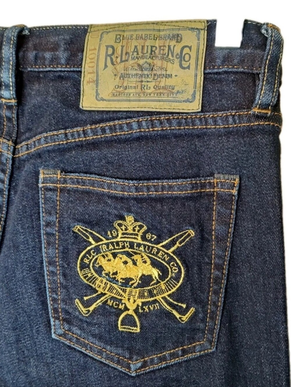 Ralph Lauren Woman 30 Thompson 650 Skinny Jeans Dark Blue Denim Crest Logo 32/31